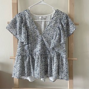 Madewell Blue Flower Blouse Size Small